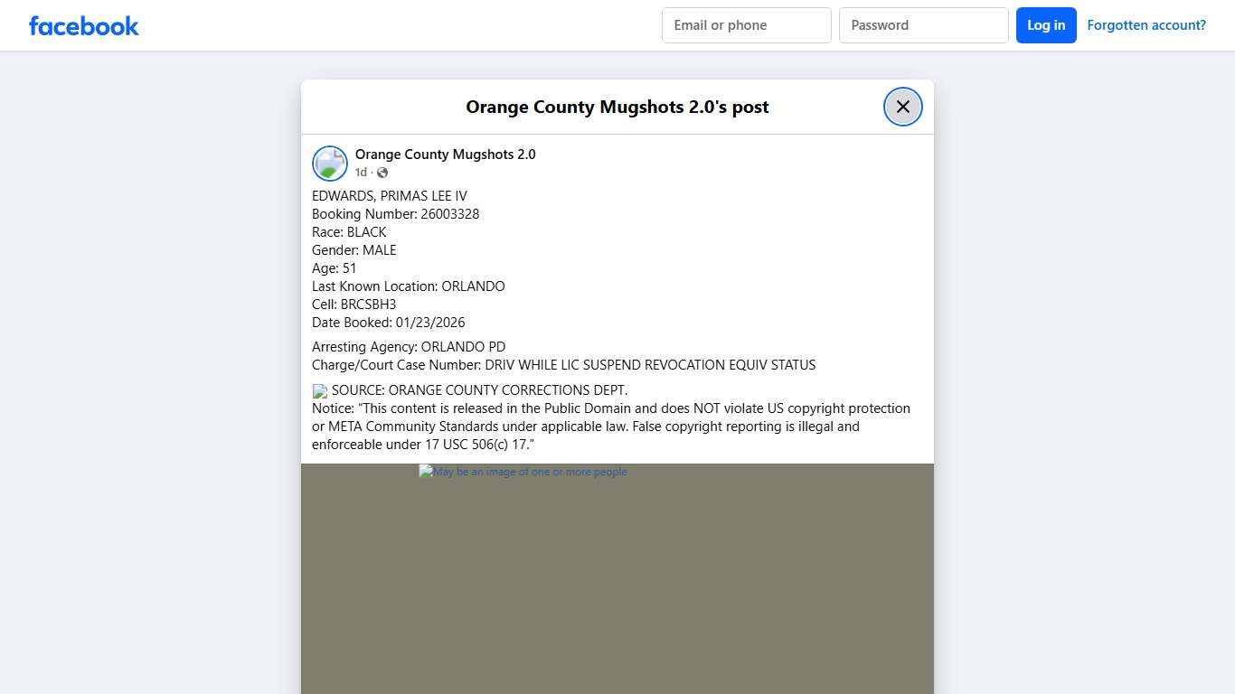 EDWARDS, PRIMAS LEE IV... - Orange County Mugshots 2.0 Facebook